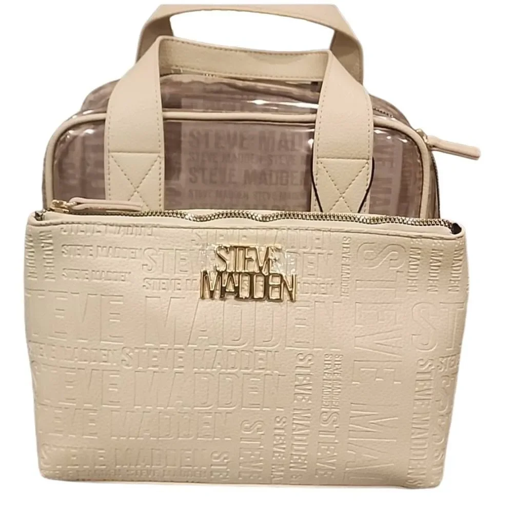 Steve Madden Logo Oatmilk Cosmetic Case‎